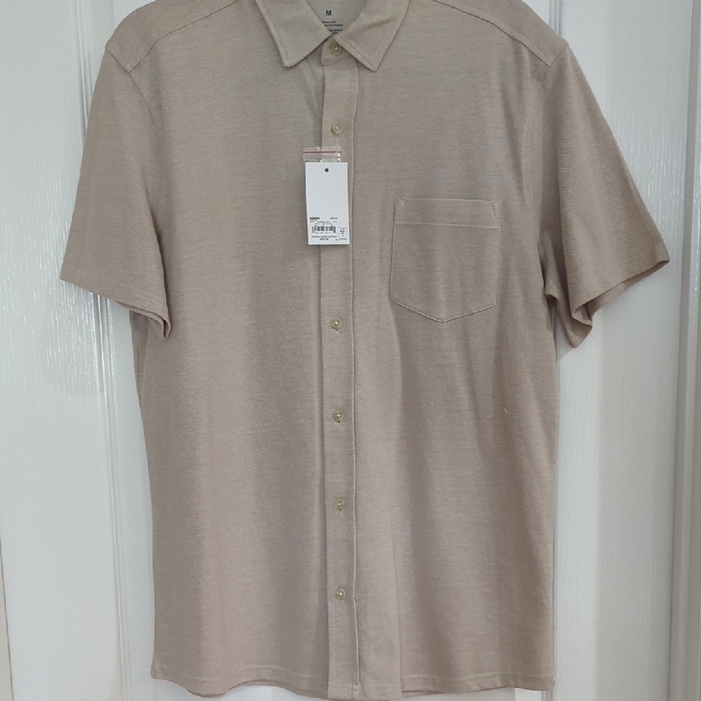 Sonoma Men's Short-Sleeve Button-Down Shirt in Light Beige